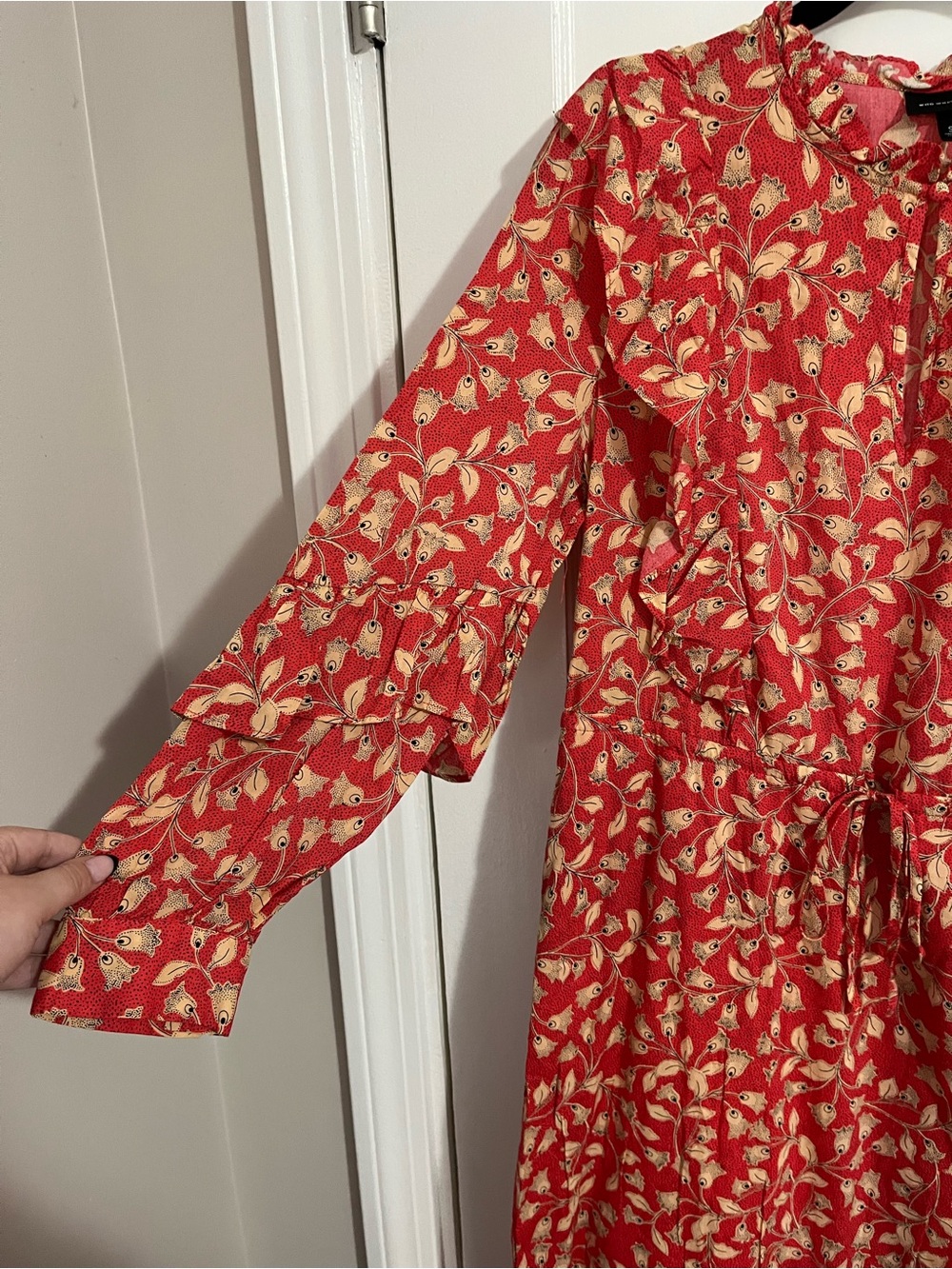 Who What Wear Red Floral Ruffle Maxi Dress - Picture 3 of 6